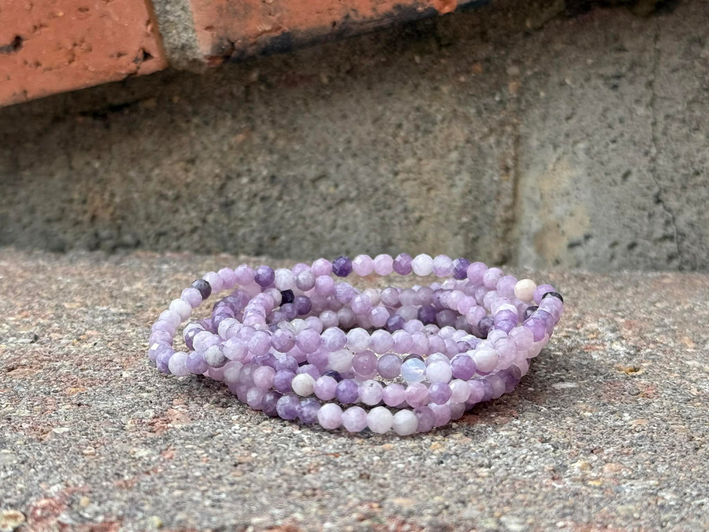 4mm Faceted Natural Lepidolite Crystal Stretch Bracelets