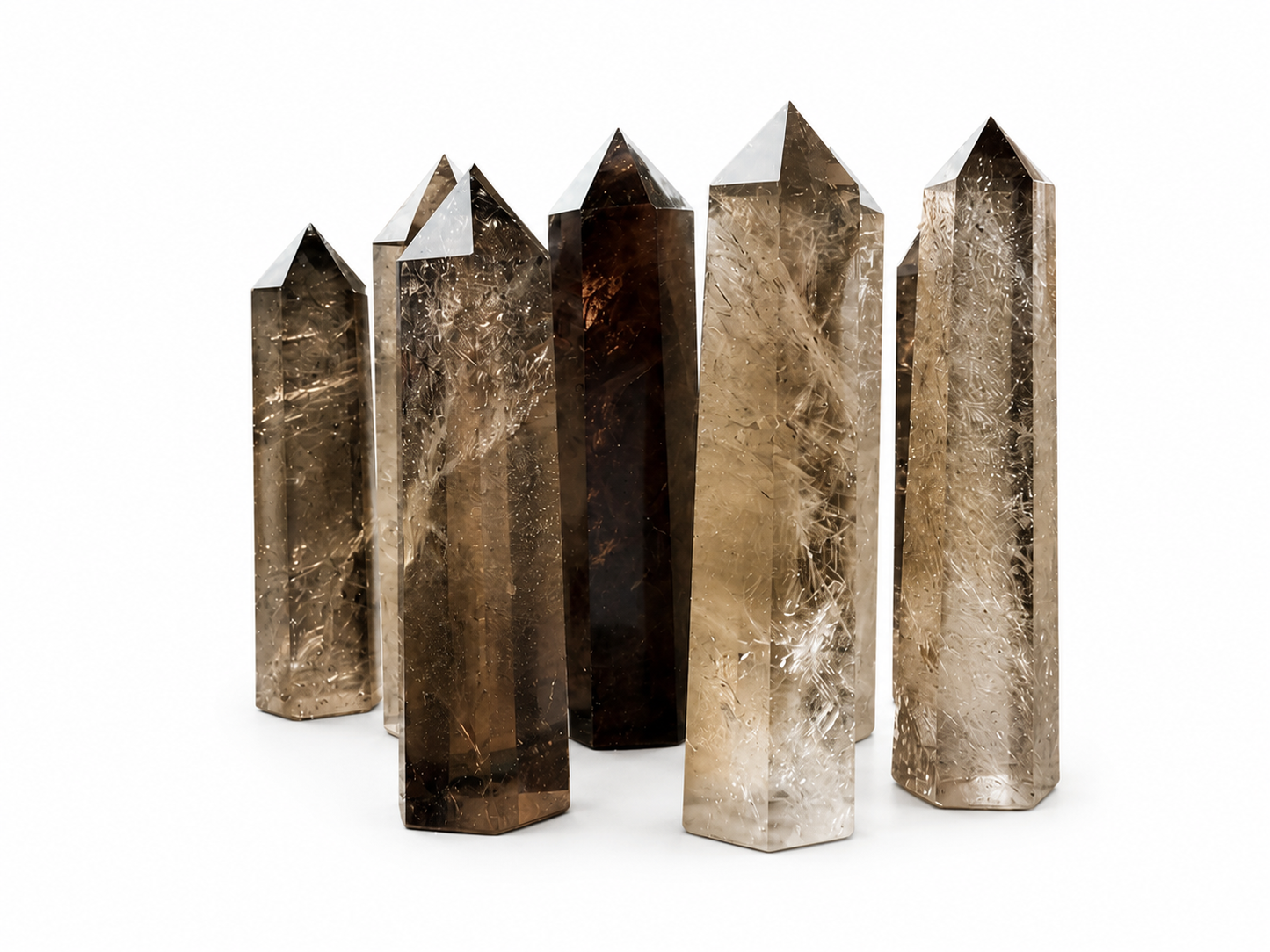 Natural Crystal Gemstone Smoky Quartz Towers Points