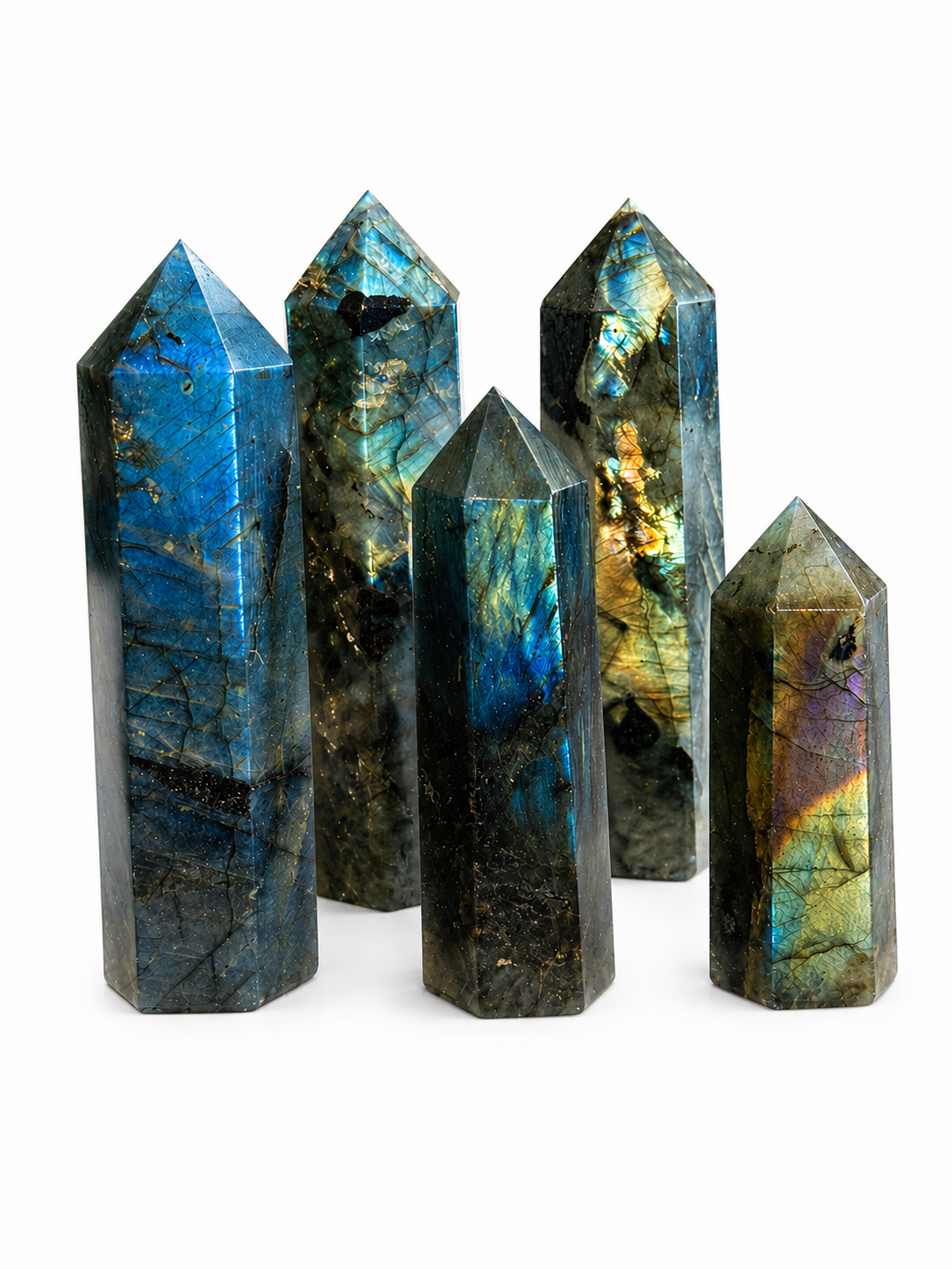 Natural Crystal Gemstone Labradorite Towers Points