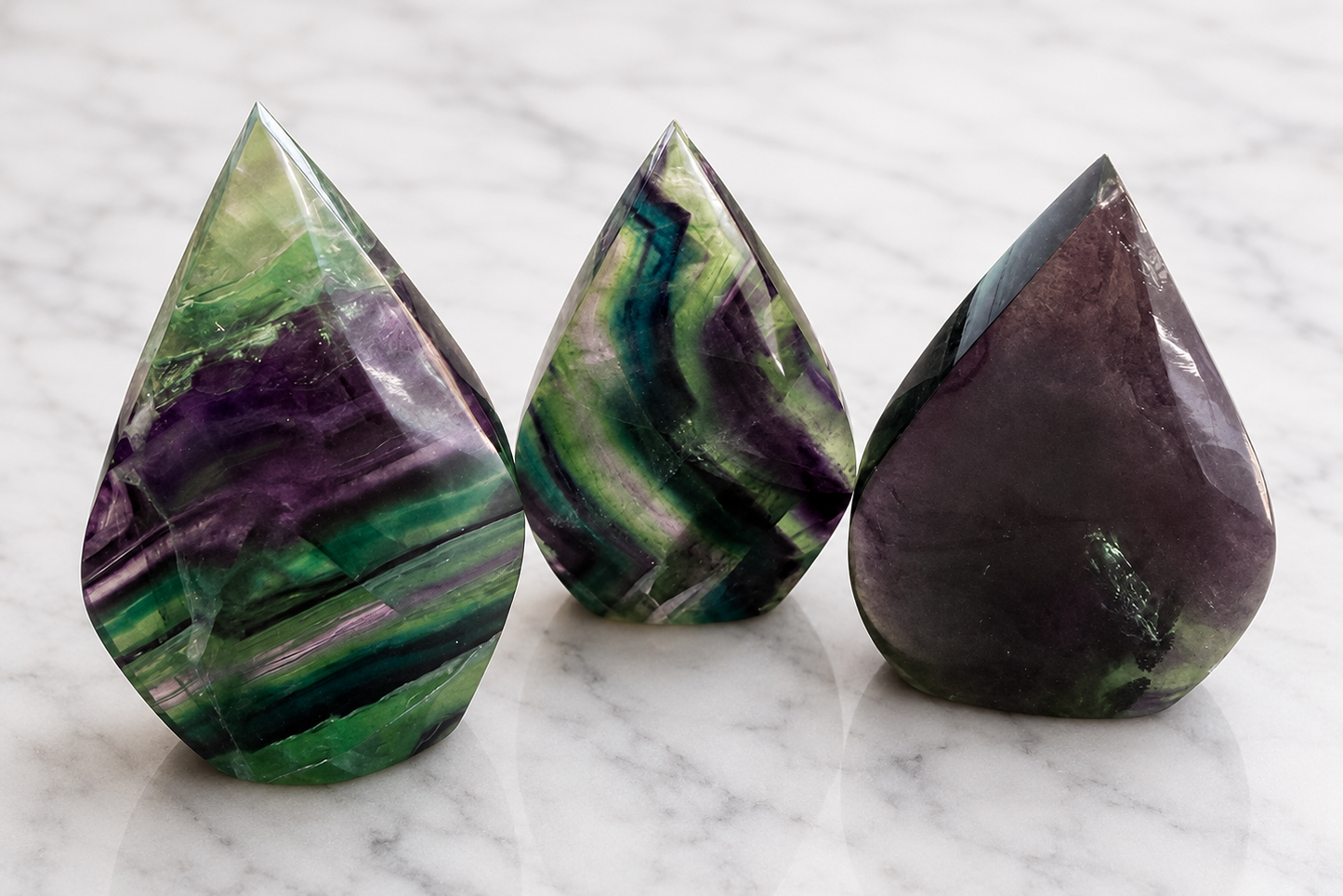 Natural Gemstone Crystal Rainbow Fluorite Energy Flame Carving
