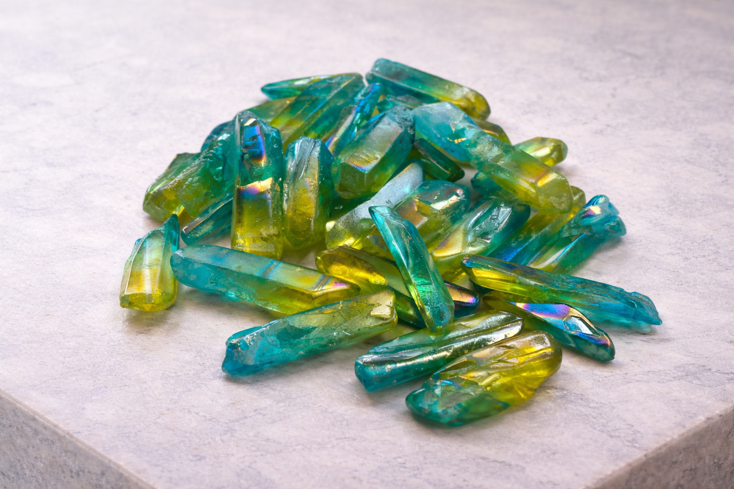 Green/Blue Aura Quartz Points 8 oz Wholesale Special Bulk Crystal Lot