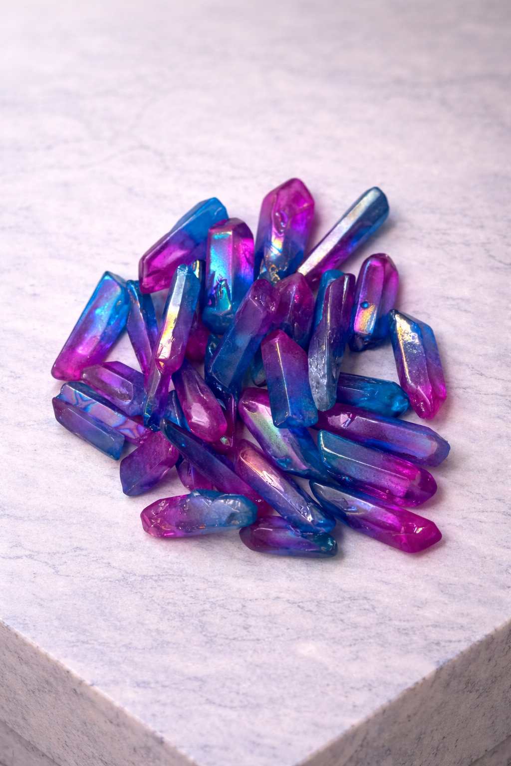Pink/Purple/Blue Aura Quartz Points 8 oz Wholesale Special Bulk Crystal Lot