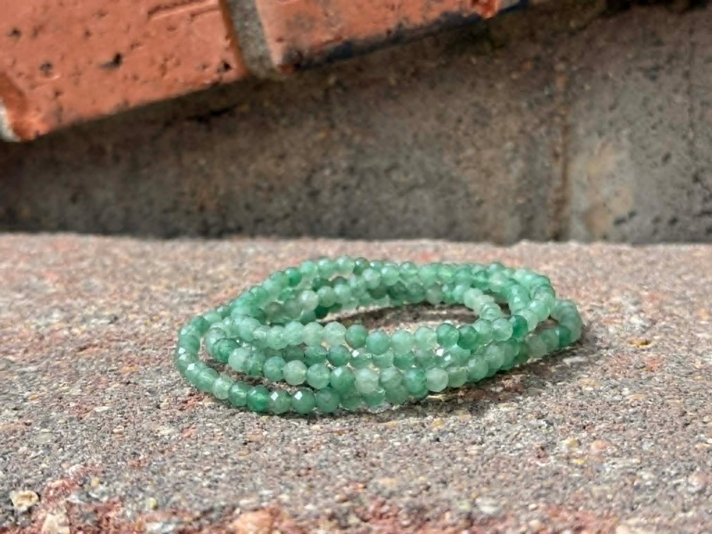 4mm Faceted Natural Green Aventurine Crystal Stretch Bracelets