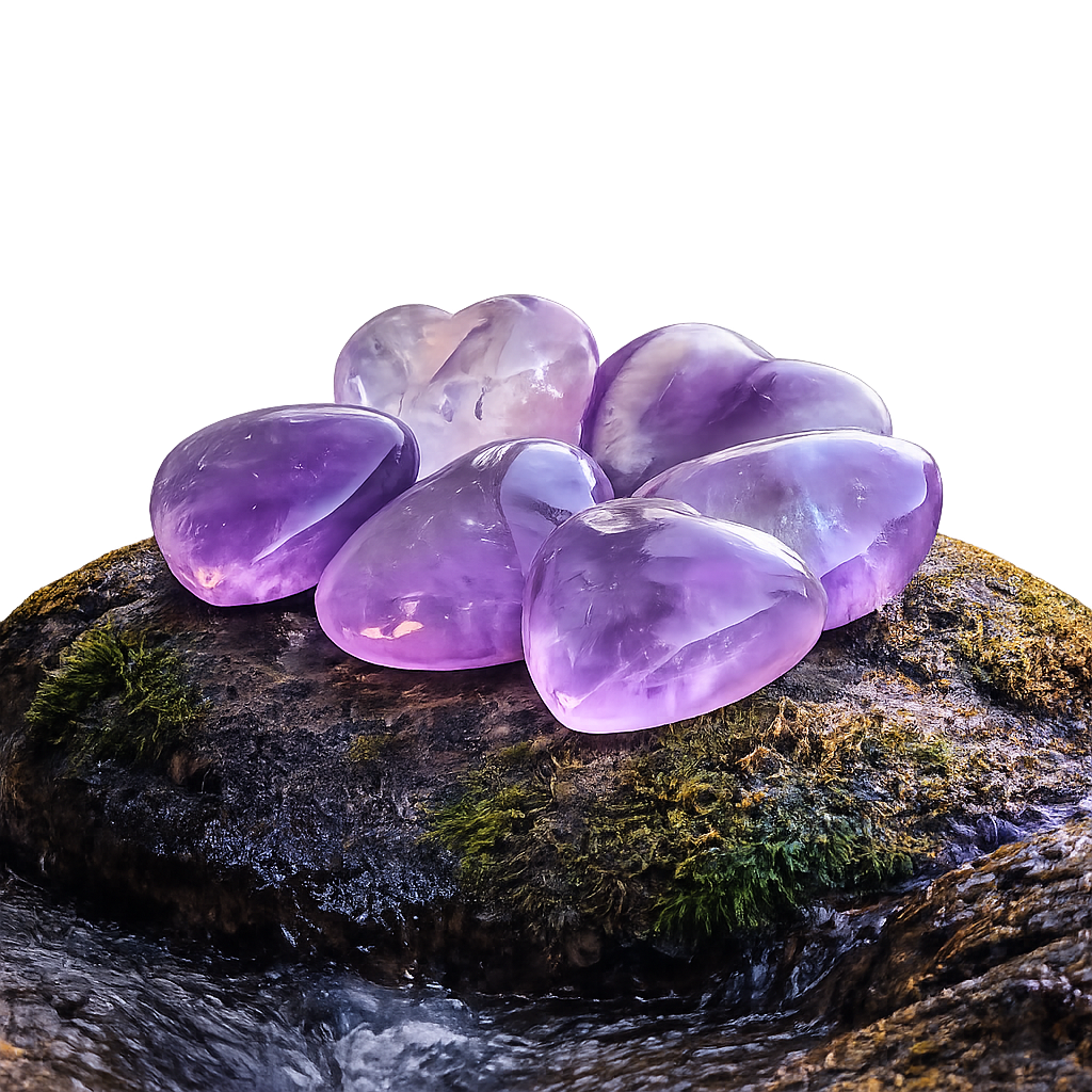 Natural Crystal Gemstone Amethyst Hearts 1/2 lb 8 oz