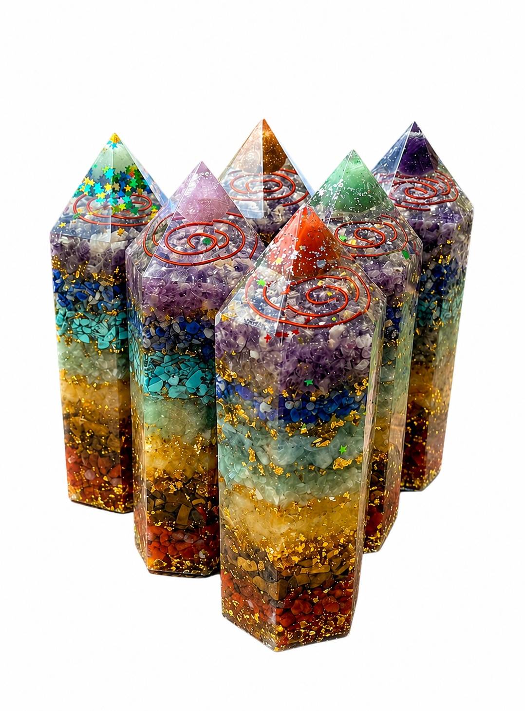Natural Stone Orgonite Chakra Tower Generators