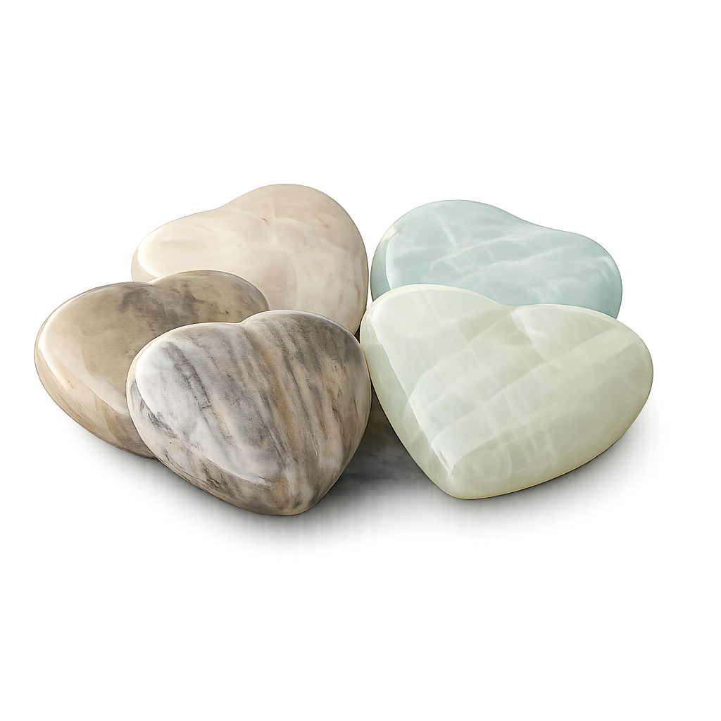 Natural Crystal Gemstone Pistachio Calcite Hearts 1/2 lb 8 oz