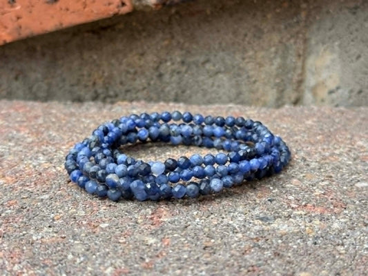 4mm Faceted Natural Sodalite Crystal Stretch Bracelets