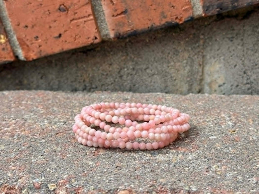 4mm Faceted Natural Pink Opal Crystal Stretch Bracelets