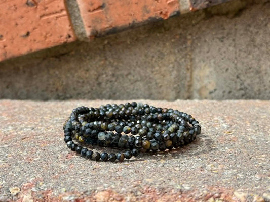 4mm Faceted Natural Blue Tiger Eye Crystal Stretch Bracelets