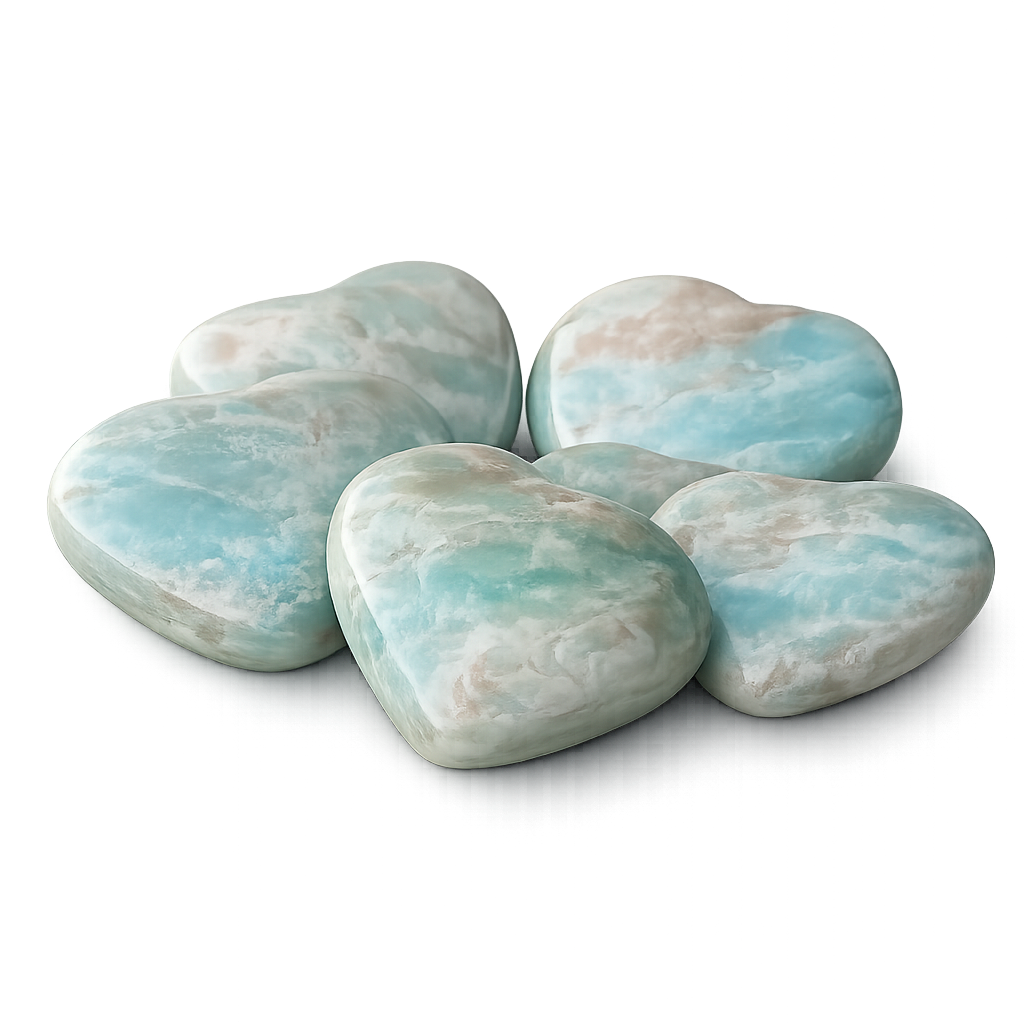 Natural Crystal Gemstone Caribbean Calcite Hearts 1/2 lb 8 oz