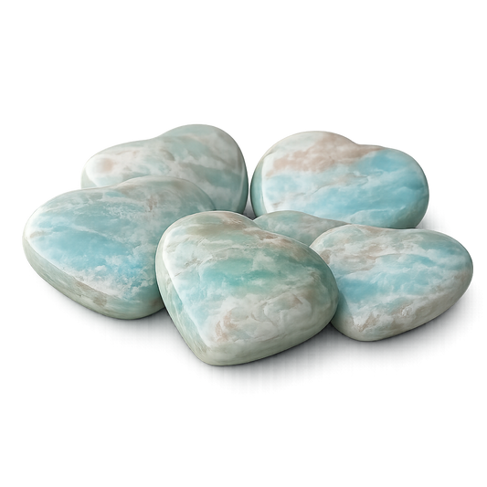 Natural Crystal Gemstone Caribbean Calcite Hearts 1/2 lb 8 oz