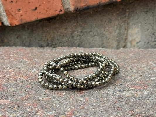 4mm Faceted Natural Pyrite Crystal Stretch Bracelets
