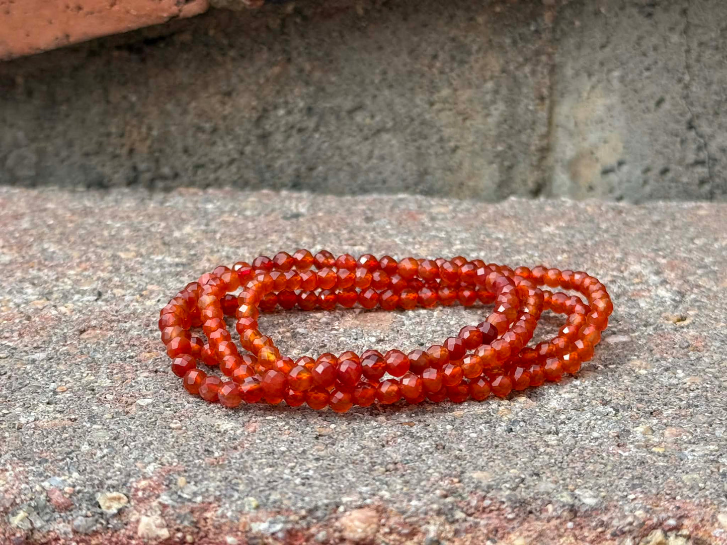 4mm Faceted Natural Carnelian Red Agate Crystal Stretch Bracelets