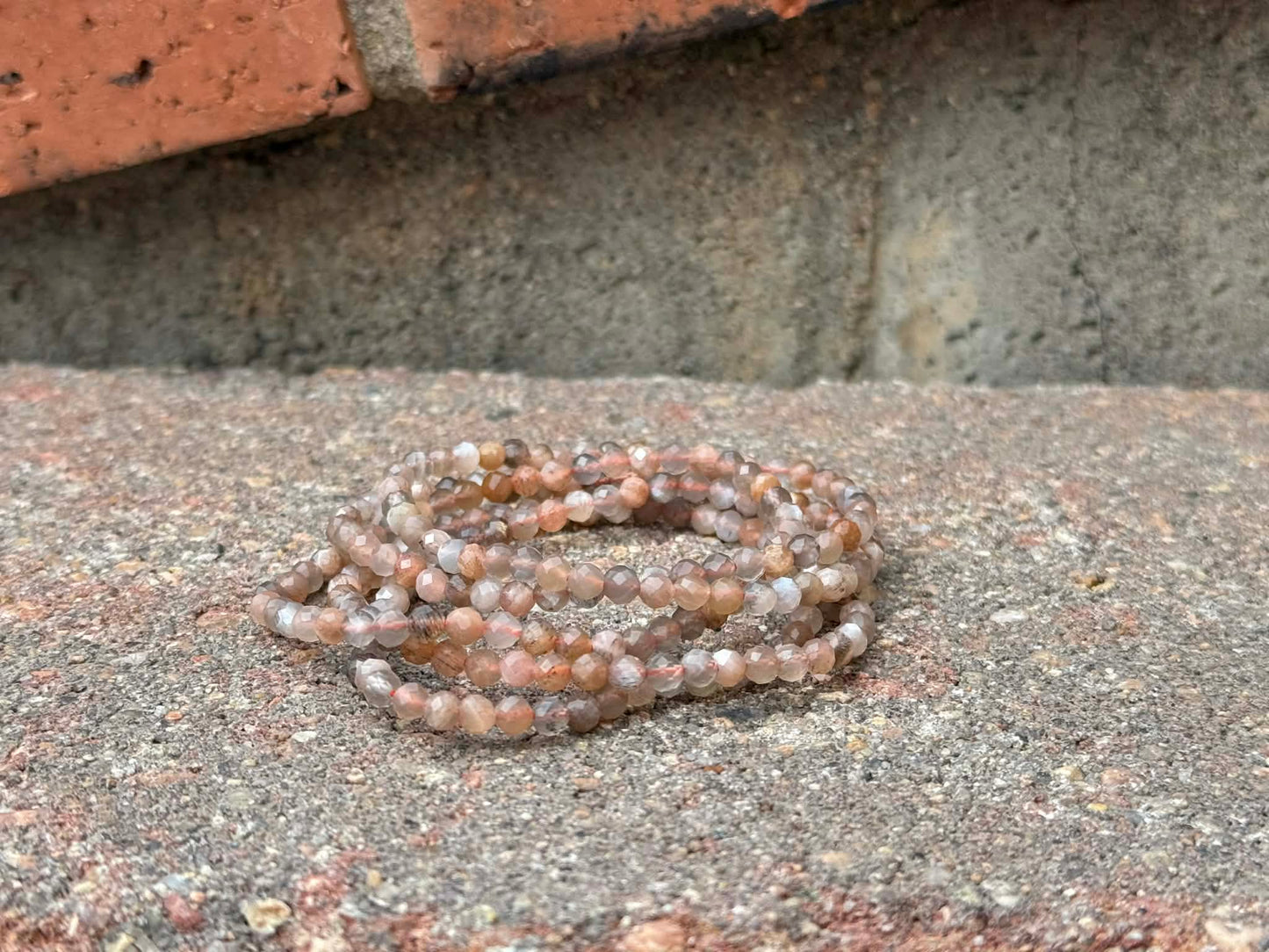 4mm Faceted Natural Black Sunstone Crystal Stretch Bracelets