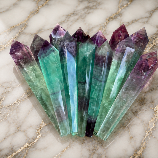 Natural Crystal Gemstone Rainbow Fluorite Wand