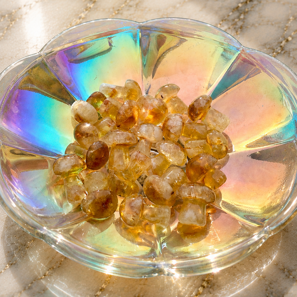 Citrine Natural Gem Crystal Energy Mushroom