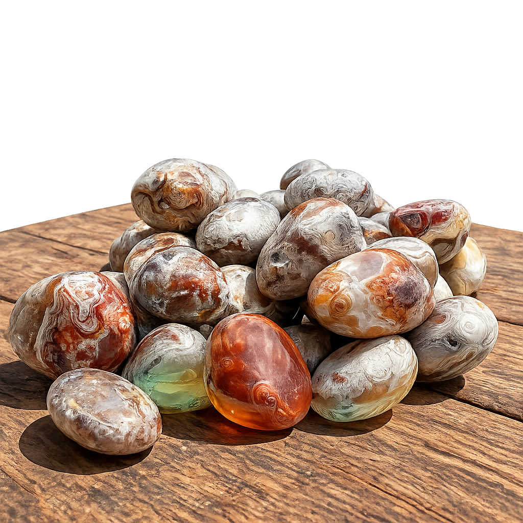 Natural Stone Crystal Gemstone Mexican Laguna Lace Agate Tumbled 1/2 lb 8 oz