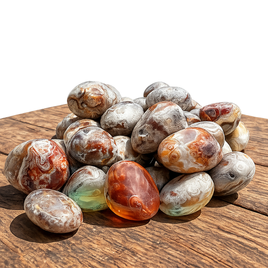 Natural Stone Crystal Gemstone Mexican Laguna Lace Agate Tumbled 1/2 lb 8 oz