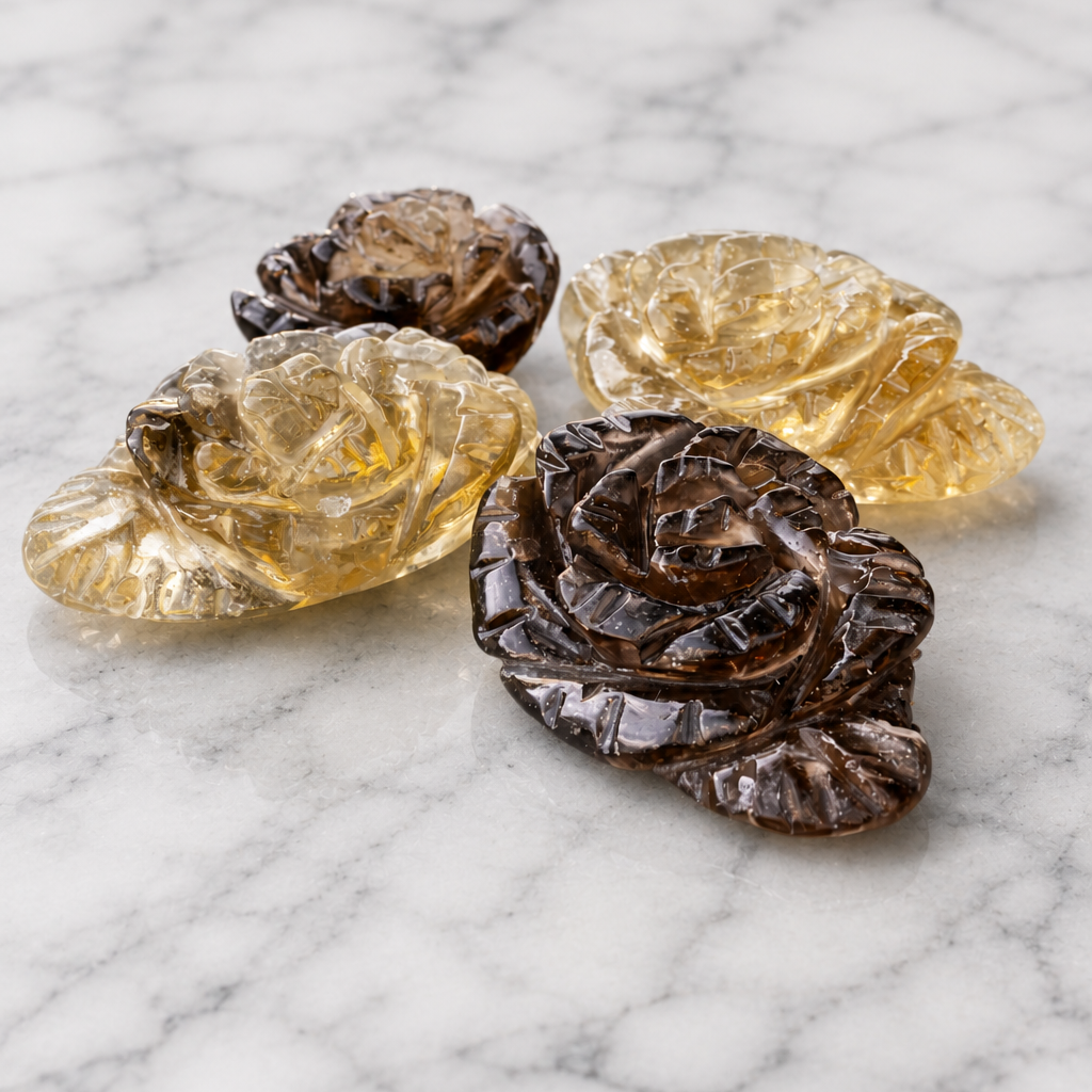 Smoky Citrine Flower Natural Crystal Gemstone Carving