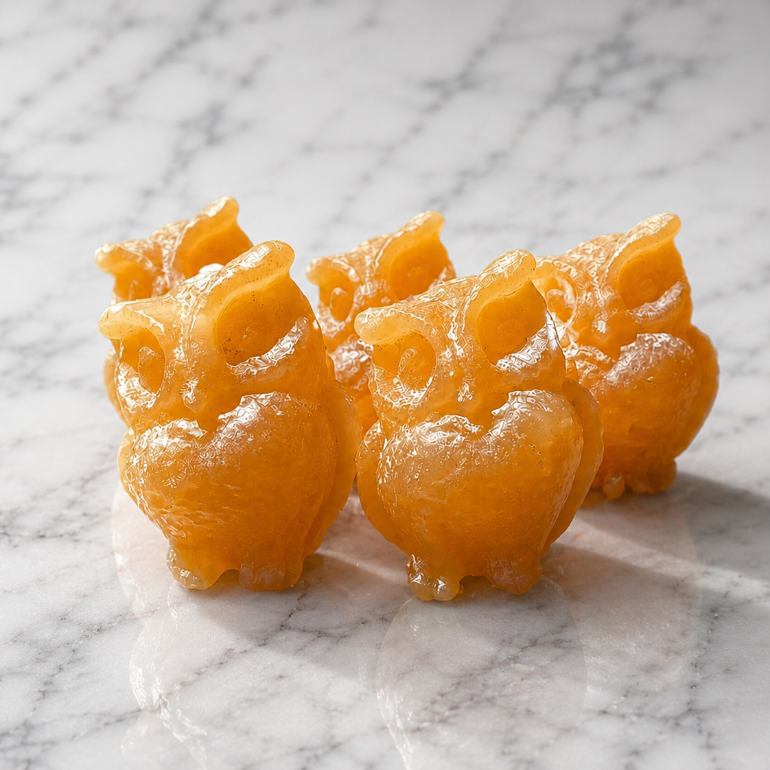 Natural Gemstone Crystal Orange Calcite Hoot Owls for Fall