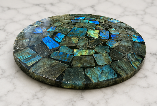 Natural Gemstone Crystal Labradorite Slab Plate for Decor Display