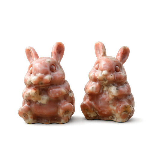 Natural Gemstone Crystal Pink Thulite Rabbit Bunny Carving