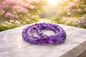 8mm Faceted Natural Amethyst Crystal Stretch Bracelets