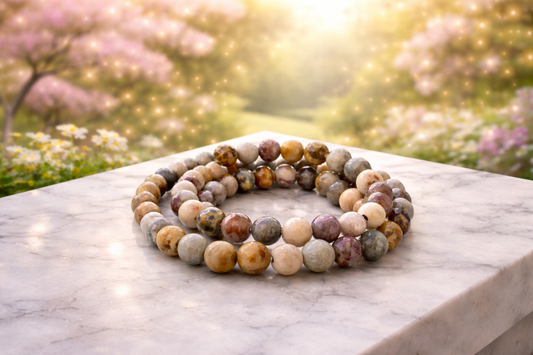 8mm Faceted Natural Crazy Lace Agate Crystal Stretch Bracelets