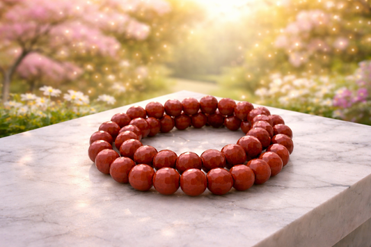 8mm Faceted Natural Red Jasper Crystal Stretch Bracelets
