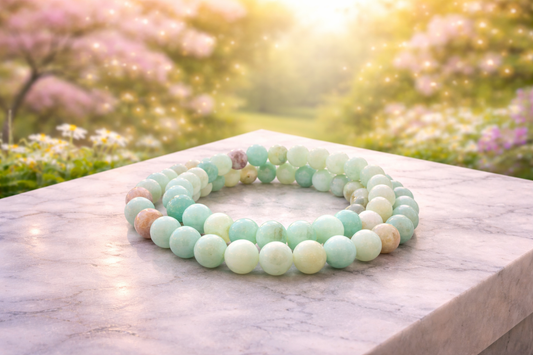 8mm Faceted Natural Amazonite Crystal Stretch Bracelets