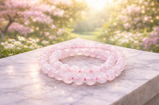 8mm Faceted Natural Rose Quartz Crystal Stretch Bracelets