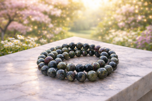 8mm Faceted Natural Dragon Blood Jasper Crystal Stretch Bracelets