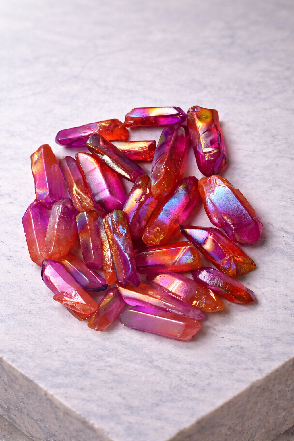 Orange/Pink Aura Quartz Points 8 oz Wholesale Special Bulk Crystal Lot