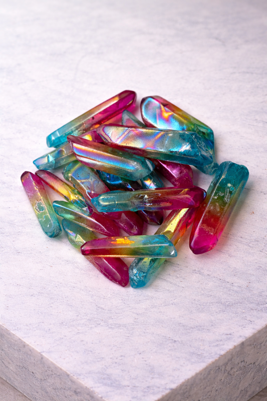 Spring Rainbow Aura Quartz Points 8 oz Wholesale Special Bulk Crystal Lot