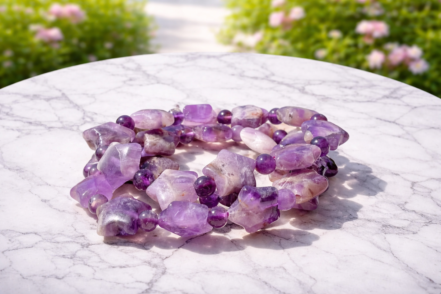Natural Amethyst Star Crystal Energy Gemstone Bracelets
