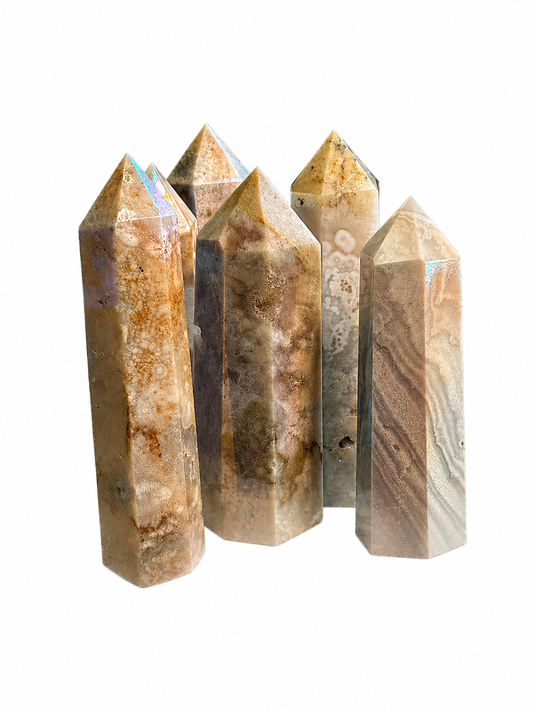 Natural Crystal Gemstone Flower Agate Aura Towers Points
