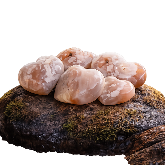 Natural Crystal Gemstone Flower Agate Hearts 1/2 lb 8 oz.