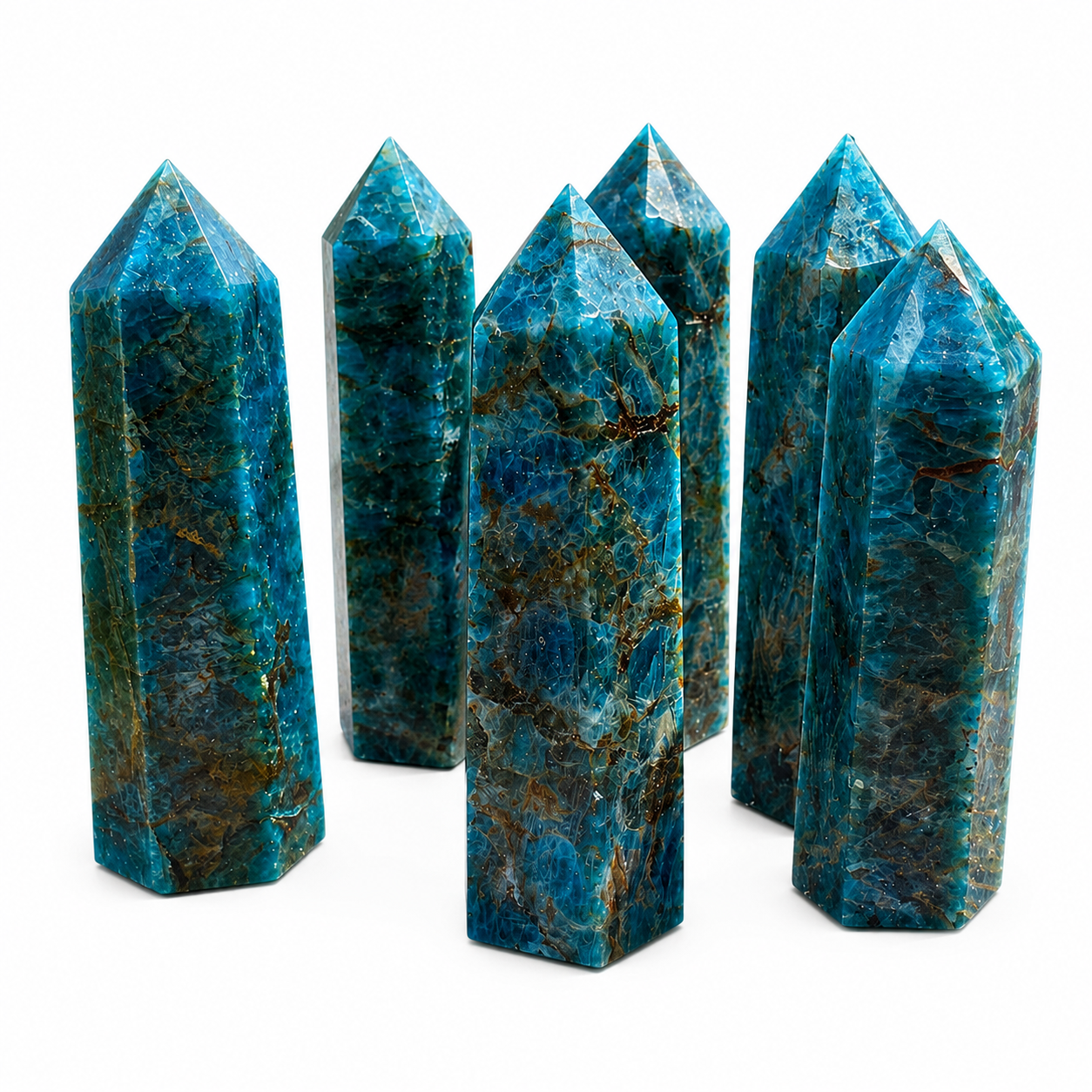 Natural Crystal Gemstone Blue Apatite Towers Points