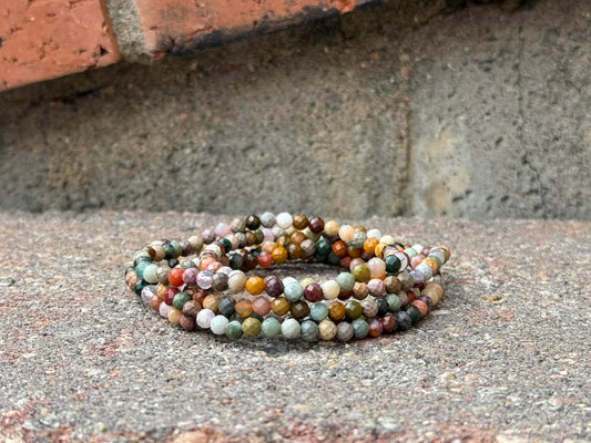 4mm Faceted Natural Alashan Agate Crystal Stretch Bracelets