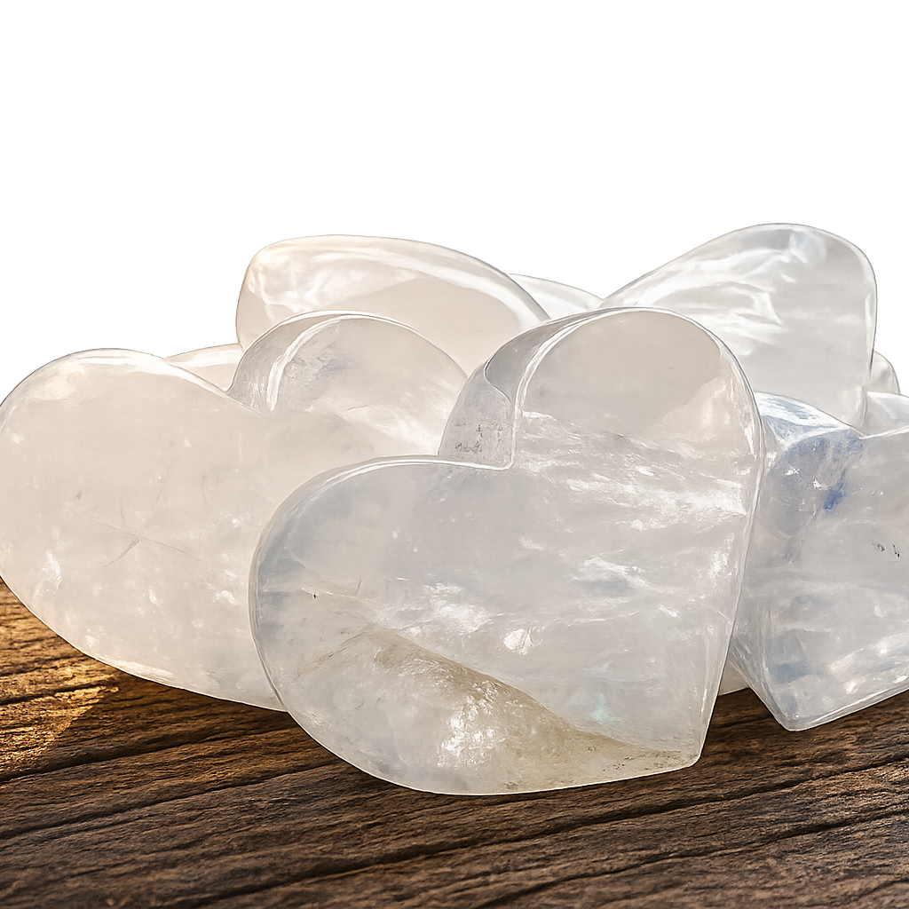 Natural Crystal Gemstone Clear Quartz Hearts 1/2 lb 8 oz