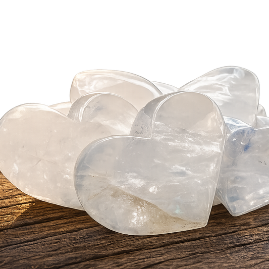 Natural Crystal Gemstone Clear Quartz Hearts 1/2 lb 8 oz