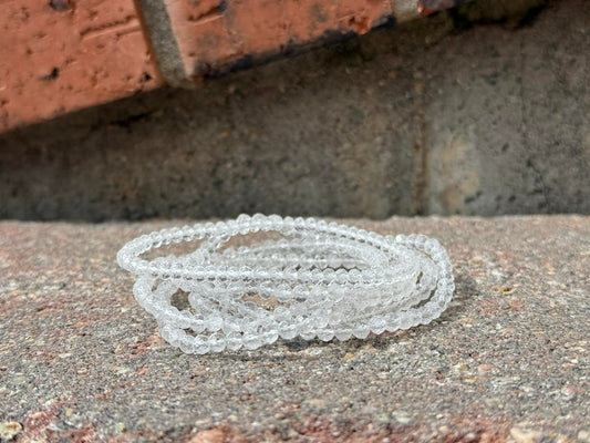 4mm Faceted Natural Clear Quartz Crystal Stretch Bracelets