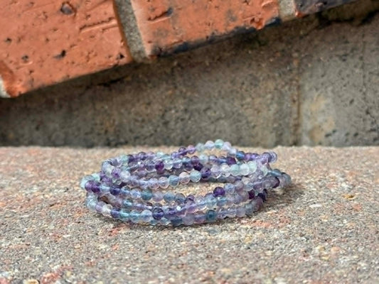 4mm Faceted Natural Fluorite Crystal Stretch Bracelets