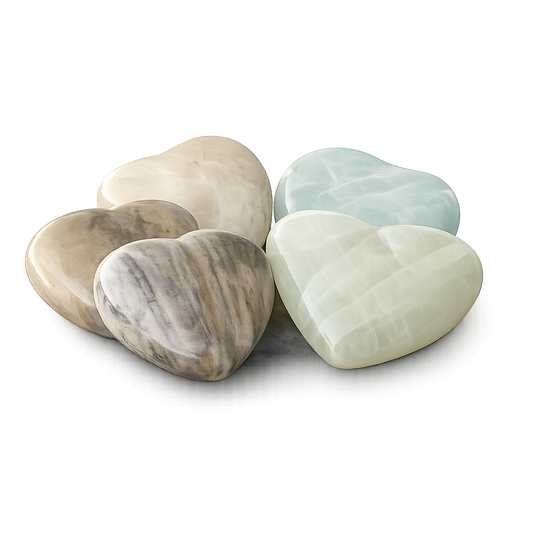 Natural Crystal Gemstone Pistachio Calcite Hearts 1/2 lb 8 oz