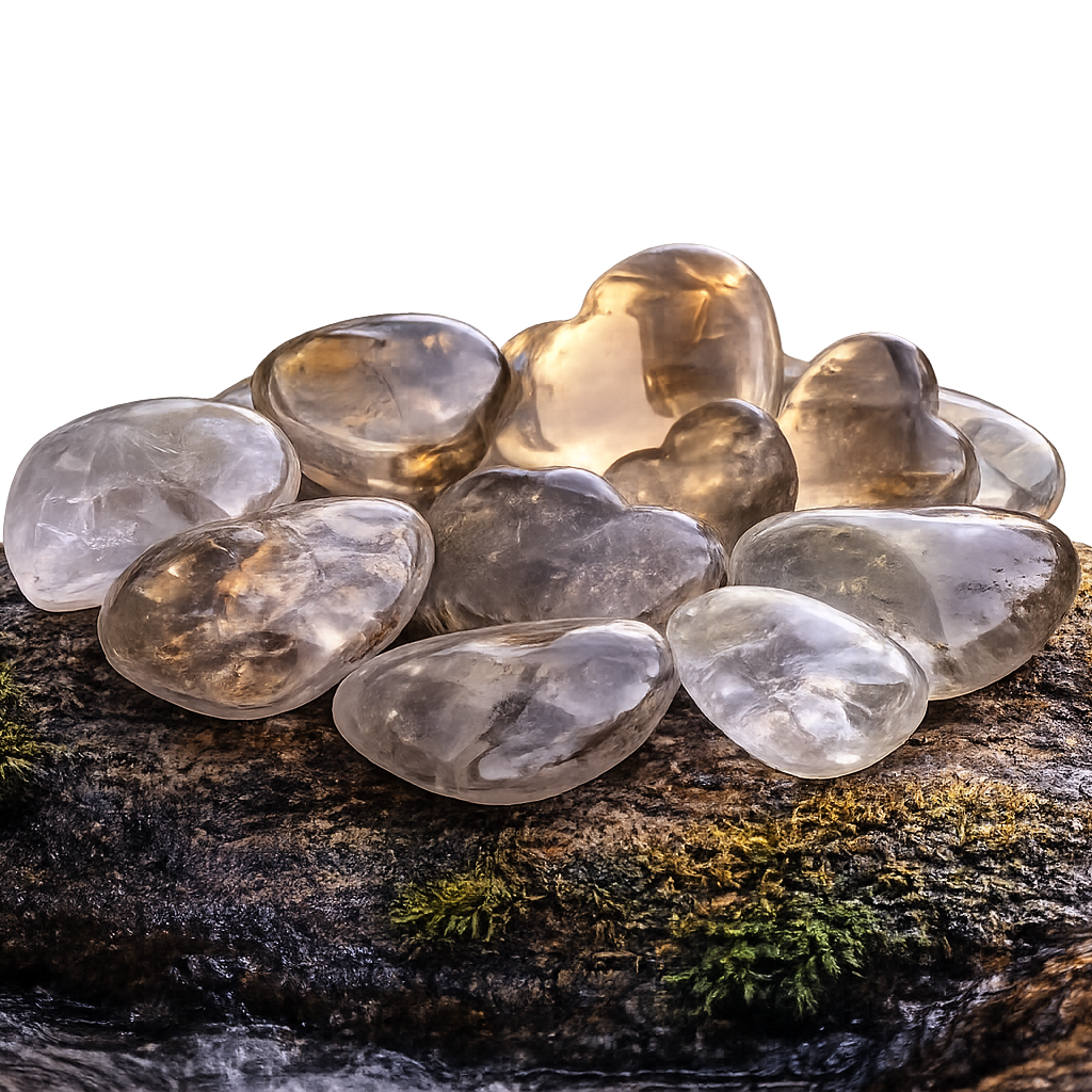 Natural Crystal Gemstone Smoky Quartz Hearts 1/2 lb 8 oz