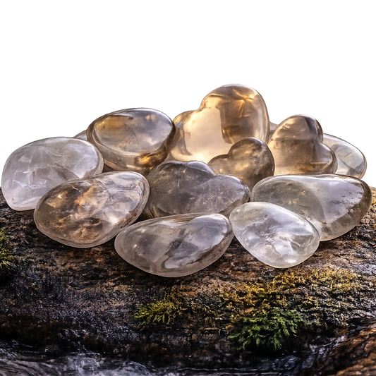 Natural Crystal Gemstone Smoky Quartz Hearts 1/2 lb 8 oz
